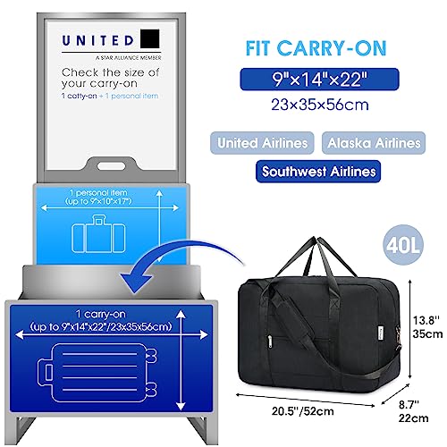 Narwey Black carry-on luggage for 22x14x9 carry-on luggage detail 2