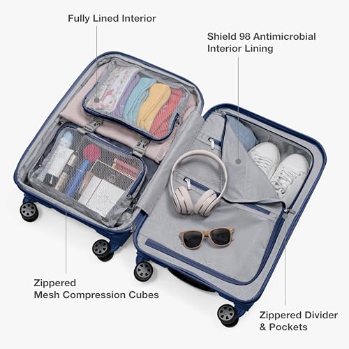 Traveler's Choice Pagosa Hardshell Expandable Luggage with Spinner Wheels, Navy, 22-Inch Carry-on