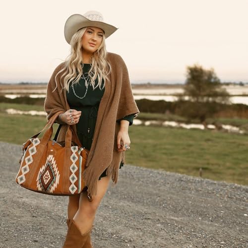Wrangler Duffel Bag for Women Large Travel Weekender Bag Tapestry Designer Carry On Bags, Brown