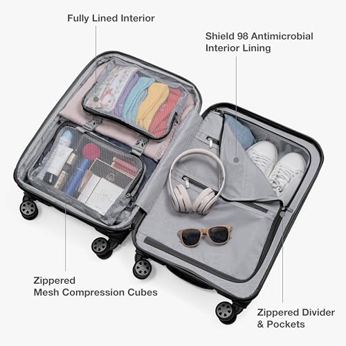 Traveler's Choice Pagosa Hardshell Expandable Luggage with Spinner Wheels, Black, 22-Inch Carry-on