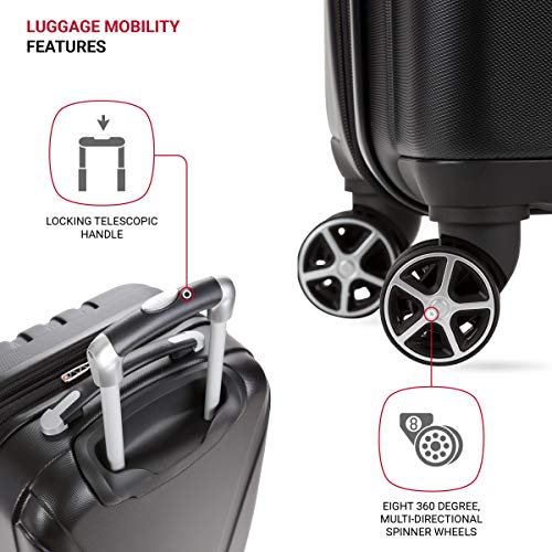 SwissGear 7585 Hardside Expandable Luggage with Spinner Wheels, Black, Carry-On 19-Inch