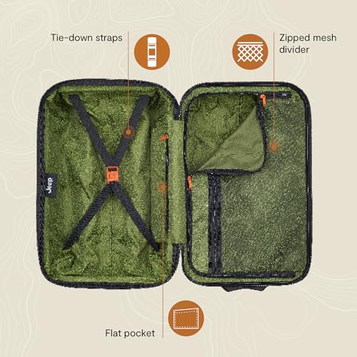 Jeep JH003B Hardside Expandable Luggage with Two Wheels, Black, Carry-On 21 Inch