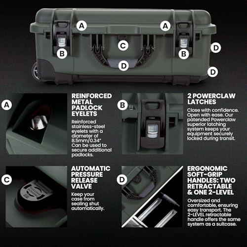 NANUK 935 Pro Photo Kit – Waterproof Travel Camera Hard Case with Padded Dividers and Wheels, 22” x 14” x 9” - Dustproof and Impact Resistant, Airline Carry-On Approved – Olive