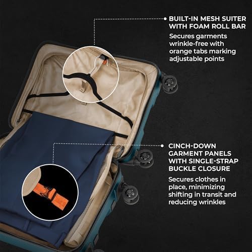 Briggs & Riley 21 Inch International Carry-On Luggage with Wheels - Small Rolling Hard Shell Heavy Duty Suitcase with Laptop Compartment - 360 Spinner Wheels - Torq Collection - Ocean