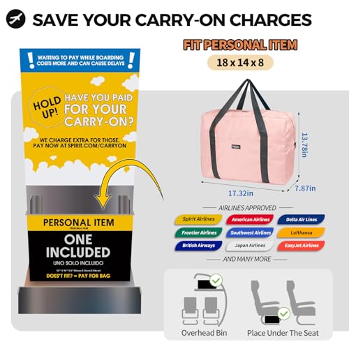 For Frontier Airlines Personal Item Bag 18x14x8 Underseat Travel Duffel Bag Carry on Luggage for Women and Men 30L (With Shoulder Strap)