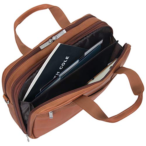 Kenneth Cole REACTION Out Of The Bag Manhattan Colombian Leather RFID 15.6" Laptop Briefcase, Cognac