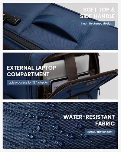 Carry On Luggage 22x14x9 Airline Approved, 22-Inch Suitcases with Spinner Wheels, Softside Carry-on Luggage with TSA Lock for Men Women Business Trip, Lightweight Large Capacity Luggage for Travel