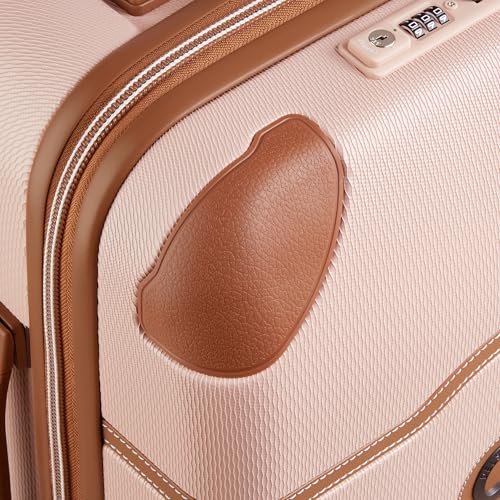 DELSEY PARIS Chatelet Air 2.0 Carry-On Plus Suitcase 20 Inch, Hardside Polycarbonate Luggage, Dual-Density Spinner Wheels, TSA Lock, USB Port, Blush Pink