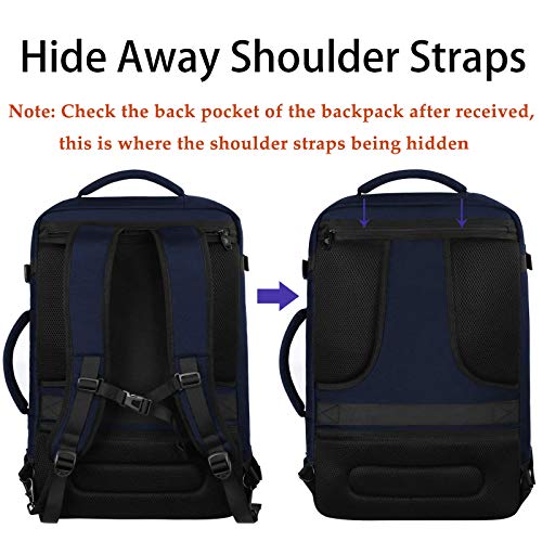 MATEIN Weekender Backpack, Large Capacity Travelling Suitcase Backpack with Strap for Clothes, Expandable Flight Approved Business Carry on Daypack for International Travel, Blue
