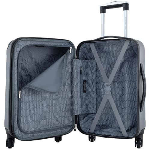 Travelers Club Chicago Hardside Expandable Spinner Luggage, Charcoal, 20"(22in with wheels) Carry-On