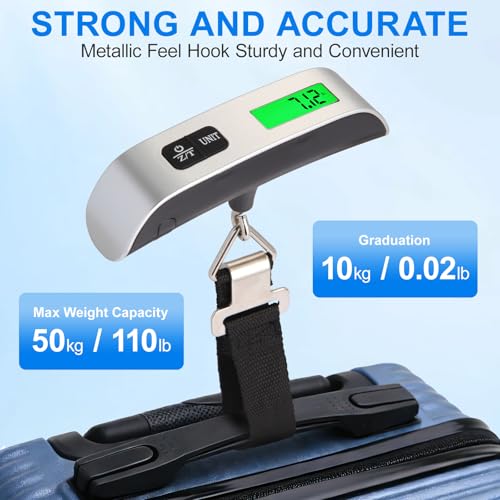 QIHATR Luggage Scale, 110lb Luggage Weight Scale for Travel,Backlit LCD