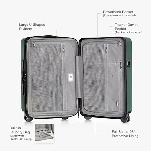 Traveler's Choice Markham Hardside Expandable Luggage with Double Spinner Wheels, Carry-On 21-Inch Suitcase, TSA Lock, 21-Inch, Green