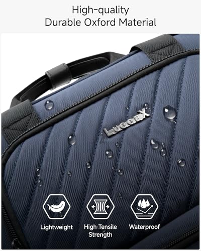 LUGGEX Underseat Carry On Luggage with Wheels, UDK-Plus Large-Capacity Lightweight Soft Sided Personal Item Suitcase for Short Trips (UX-Core, Navy Blue, 16 Inch)