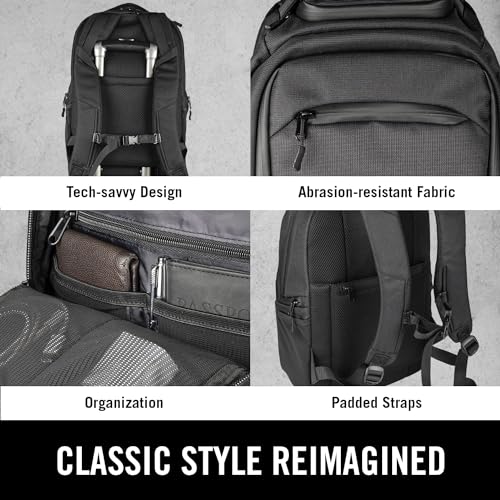 Kenneth Cole REACTION Parker Polyester Abrasion-Resistant Travel 17" Laptop Backpack with Removable Laptop Sleeve, Black