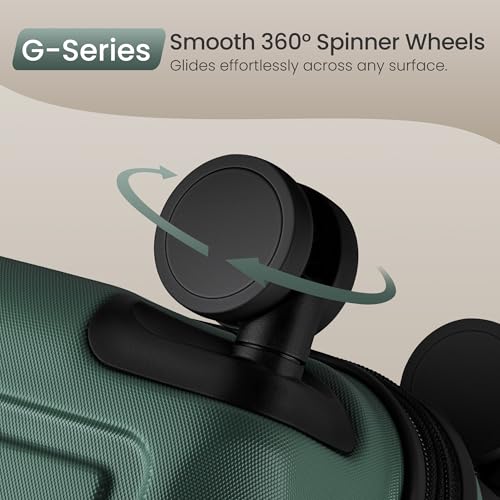 SHOWKOO PRO G-Series Luggage Sets Expandable 100% PC Suitcase Double Wheels TSA Lock 3PC (ArmyGreen)
