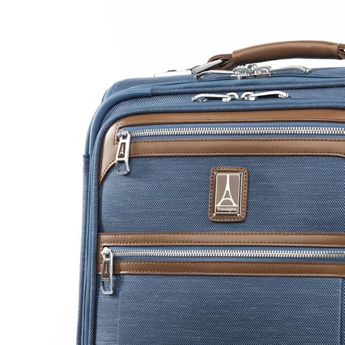 Travelpro Platinum Elite Softside Expandable Carry on Luggage, 8 Wheel Spinner Suitcase, USB Port, Suiter, Men and Women, Coastal Blue, Carry On 21-Inch