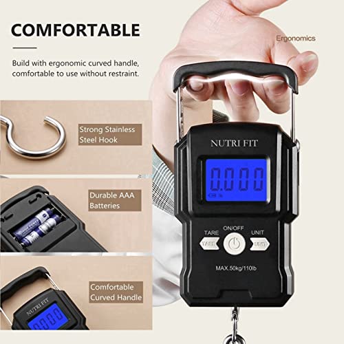 NUTRI FIT Luggage Scale Digital Suitcase Weighing Fish Portable for Travel
