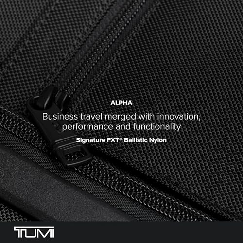 TUMI - Alpha Large Dual Access Expandable 4-Wheeled Carry-On Luggage - Zipper Expansion - Durable and Lightweight Travel Suitcase - TSA Lock Tracer - Black