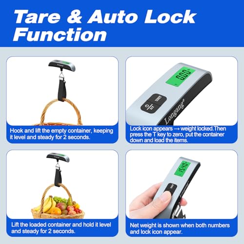 Digital Hanging Luggage Scale with Backlit for Travel, Portable Handheld Suitcase Weight Scale with Hook, 110 Pounds, Battery Included
