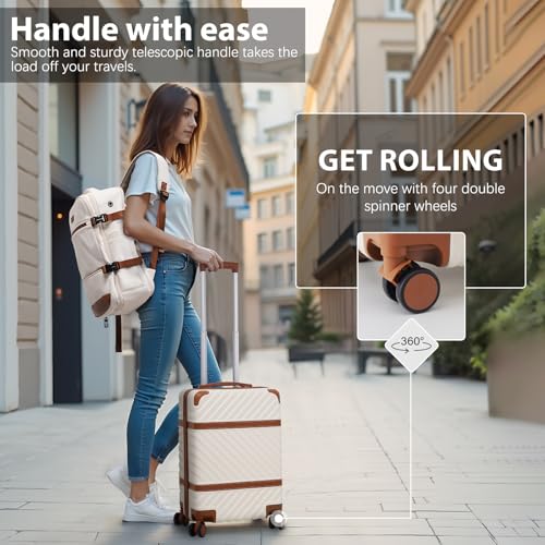 Coolife Luggage Set Suitcase Carry On Luggage PC Hardshell Luggage TSA Lock Spinner Wheels Telescopic Handle