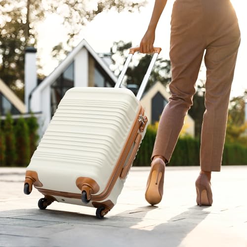 Coolife Luggage Set 3 Piece Luggage Set Carry On Suitcase Hardside Luggage with TSA Lock Spinner Wheels(White, 3 piece set (BP/TB/20))