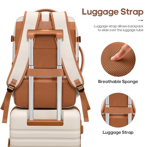 UKEIN Luggage Sets 3 Piece, Carry On Luggage 20In With Spinner Wheels,PC Hardside Suitcase Set with TSA Lock,Durable Carry On Suitcase With Travel Backpack for Men (Beige, 3 piece set (20inch))