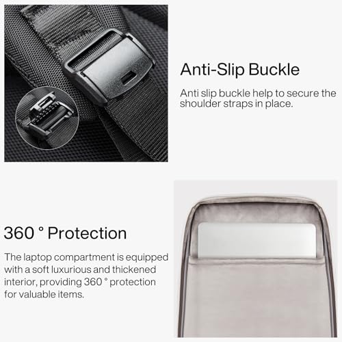 Hanke Expandable Travel Backpack 16 Inch, Full-Open Laptop Backpack Fits 15.6 Inch, Carry On Personal Item Bag with Luggage Strap, Business Work Backpack for Women Men, Black