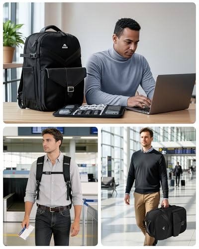 MATEIN CLASSIC Underseat Personal Item Backpack for Airlines with Detachable Tech Organizer, TSA Approved 18x14x8 Travel Backpack for Frontier, Water Resistant Business Carry on Bag Fits 17" Laptop