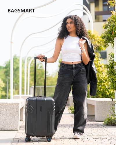 BAGSMART Expandable Carry On Luggage 22x14x9 Airline Approved, Black
