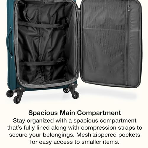 U.S. Traveler Anzio Softside Expandable Luggage with Spinner Wheels, Teal, 22-Inch Carry-on