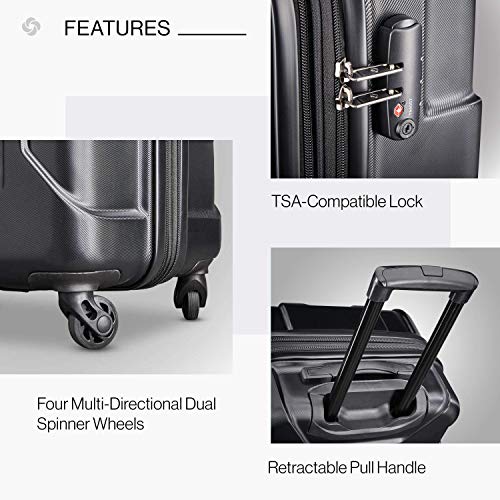 Samsonite Centric Hardside Expandable Luggage with Spinner Wheels, Black, Carry-On 20-Inch