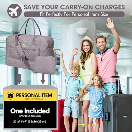 Travel Duffle Bag Weekender for Women - Carry-On Overnight Bag Personal Item Bag with Shoe Compartment & Wet Pocket Large Weekend Tote Bags with Toiletry Bag Hospital Bags for Labor and Delivery