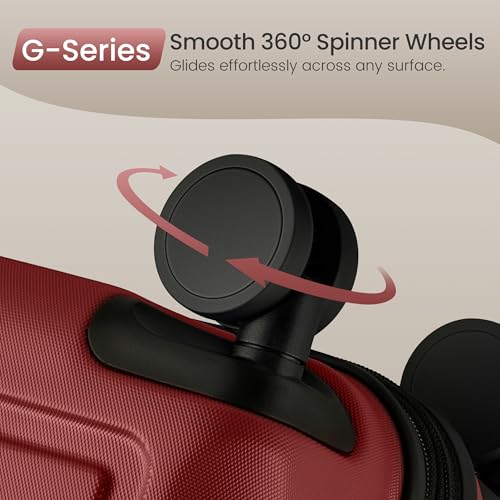 SHOWKOO PRO G-Series Luggage Sets 3 Piece Expandable 100% PC Durable Hardshell Suitcase with Wheels TSA Lock Lightweight Wine Red