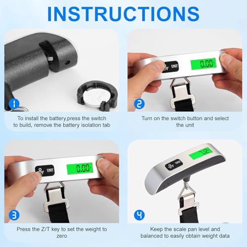 QIHATR Luggage Scale, 110lb Luggage Weight Scale for Travel,Backlit LCD