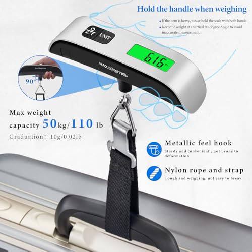 Luggage Scale, 110lb/50kg Portable Luggage Weight Scale, Silver