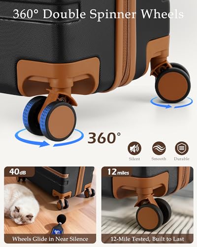 LONG VACATION Carry On Luggage Set 3 Piece, 20 Inch ABS+PC Hardshell Carry on Suitcase with Spinner Wheels TSA Lock & YKK Zipper