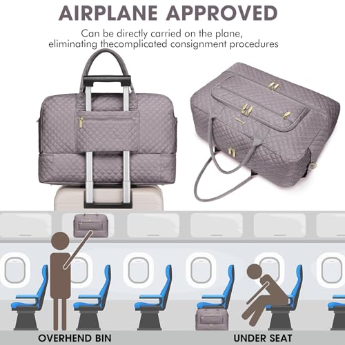 Travel Duffle Bag Weekender for Women - Carry-On Overnight Bag Personal Item Bag with Shoe Compartment & Wet Pocket Large Weekend Tote Bags with Toiletry Bag Hospital Bags for Labor and Delivery