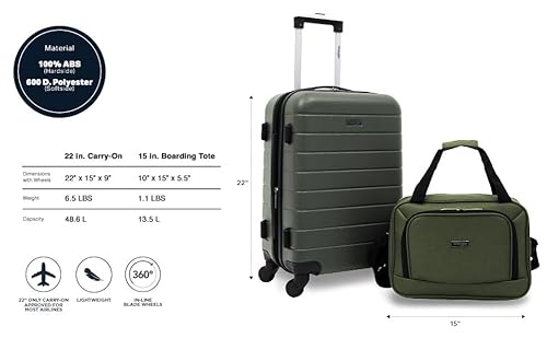 Wrangler Smart Spinner Hardside Luggage, 2 Piece Set, Deep Depths