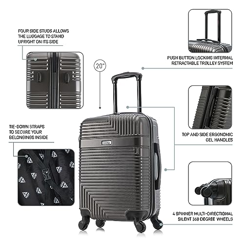 InUSA RESILIENCE Luggage with Spinner Wheels | Durable Lightweight Hardshell Spacious Travel Bag with Handle and Trolley | 20-Inch Carry On Small Luggage | Charcoal