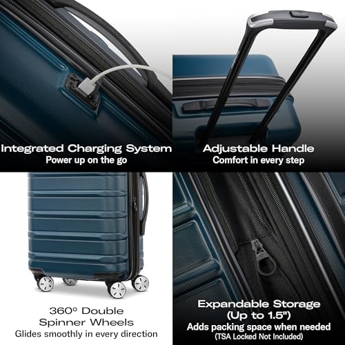 Samsonite Omni 2 International Carry-On Luggage with 360° Spinner Wheels - Scratch Resistant Hardshell - TSA, Airline-Approved - Expandable Polycarbonate Shell for Lightweight Travel - Rose Gold