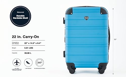 Travelers Club Phoenix Luggage, Blue Moon, 22-Inch Carry-On