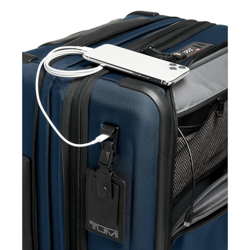 TUMI - Alpha Large Dual Access Expandable 4-Wheeled Carry-On Luggage - Zipper Expansion - Durable and Lightweight Travel Suitcase - TSA Lock Tracer - Navy Blue