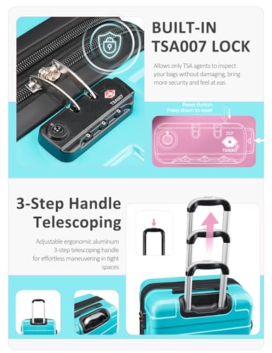 Tolino Carry on Luggage 22x14x9 Airline Approved-20 Inch Hardside Suitcase with Wheels TSA Lock, PC+ABS Lightweight Carry on Suitcases for Women and Men