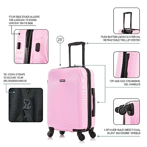 DUKAP INCEPTION Luggage with Spinner Wheels | Durable Lightweight Hardshell Suitcase, Travel Bag with Handle and Trolley, 20-Inch Carry On Small Luggage | Pink