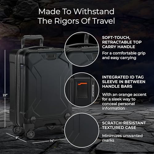 Briggs & Riley Domestic 22" Carry On Spinner - Luggage for Travel, Suitcases with Wheels, Hardside Rolling Bag for Men & Women, Self-Repairing Zipper - Torq Collection, Stealth Black