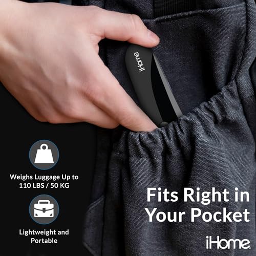iHome Digital Luggage Scale - 110lbs Portable Suitcase Scale with LCD Display - Luggage Weight Scale (220LSGL2BL)