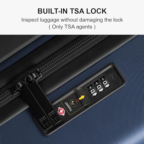 LEVEL8 Carry on Luggage Airline Approved, Carry-on Suitcases with Wheels, Lightweight Hardside Luminous Textured Luggage for Travel with Tsa Lock, 20 Inch, Navy