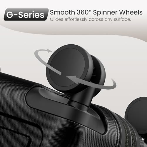SHOWKOO PRO G-Series Luggage Sets Expandable 100% PC Durable Suitcase Double Wheels TSA Lock Black