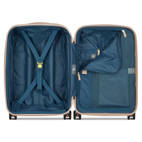 DELSEY PARIS Chatelet Air 2.0 Carry-On Plus Suitcase 20 Inch, Hardside Polycarbonate Luggage, Dual-Density Spinner Wheels, TSA Lock, USB Port, Beige Rose
