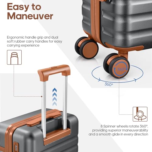 UKEIN Luggage Sets 3Piece, Carry On Luggage 20in Suitcase Set With Backpack